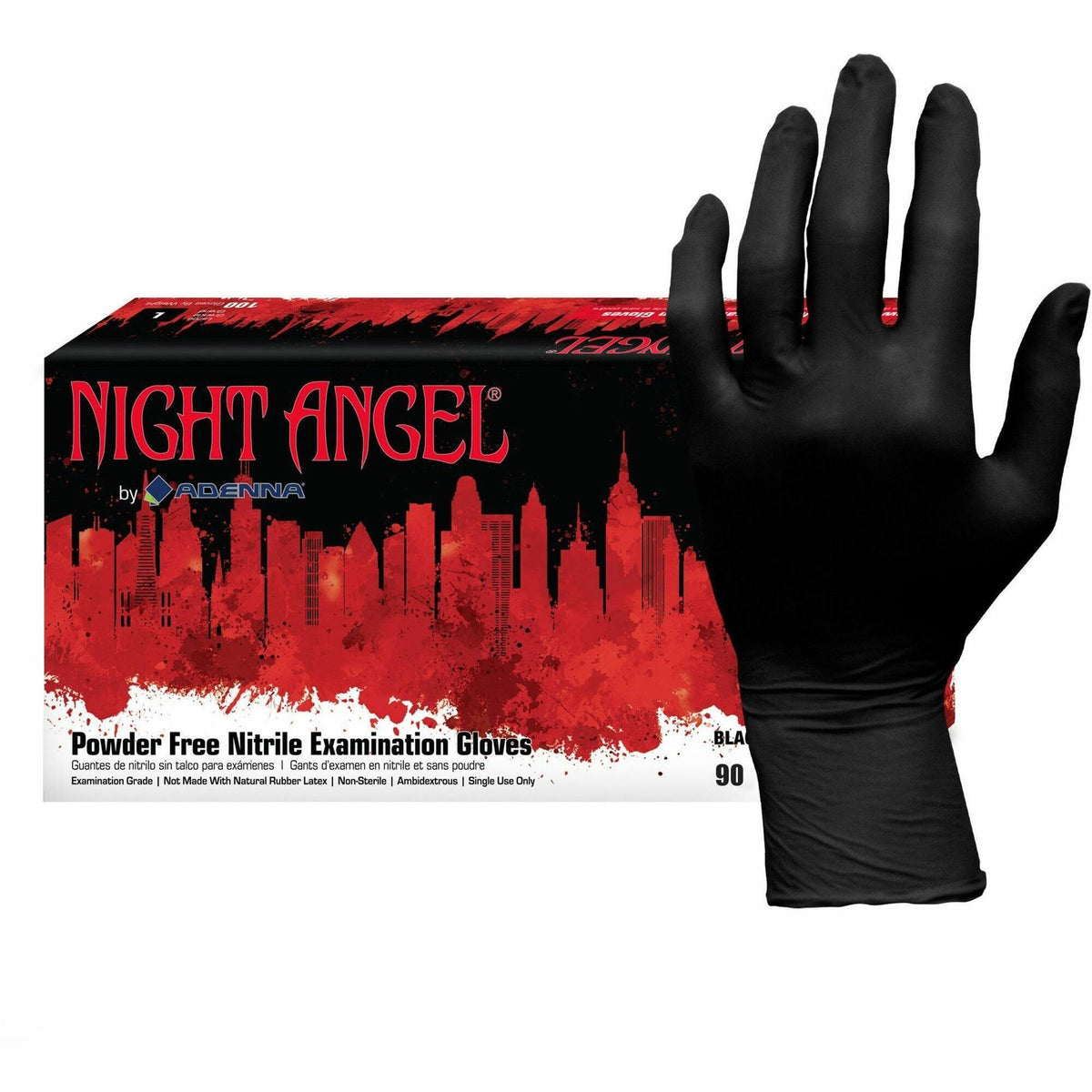 NIGHT ANGEL Nitrile Powder Free Exam Glove - 4 mil Thickness x 9.40" Glove Length - X-Large Size - For Right/Left Hand -