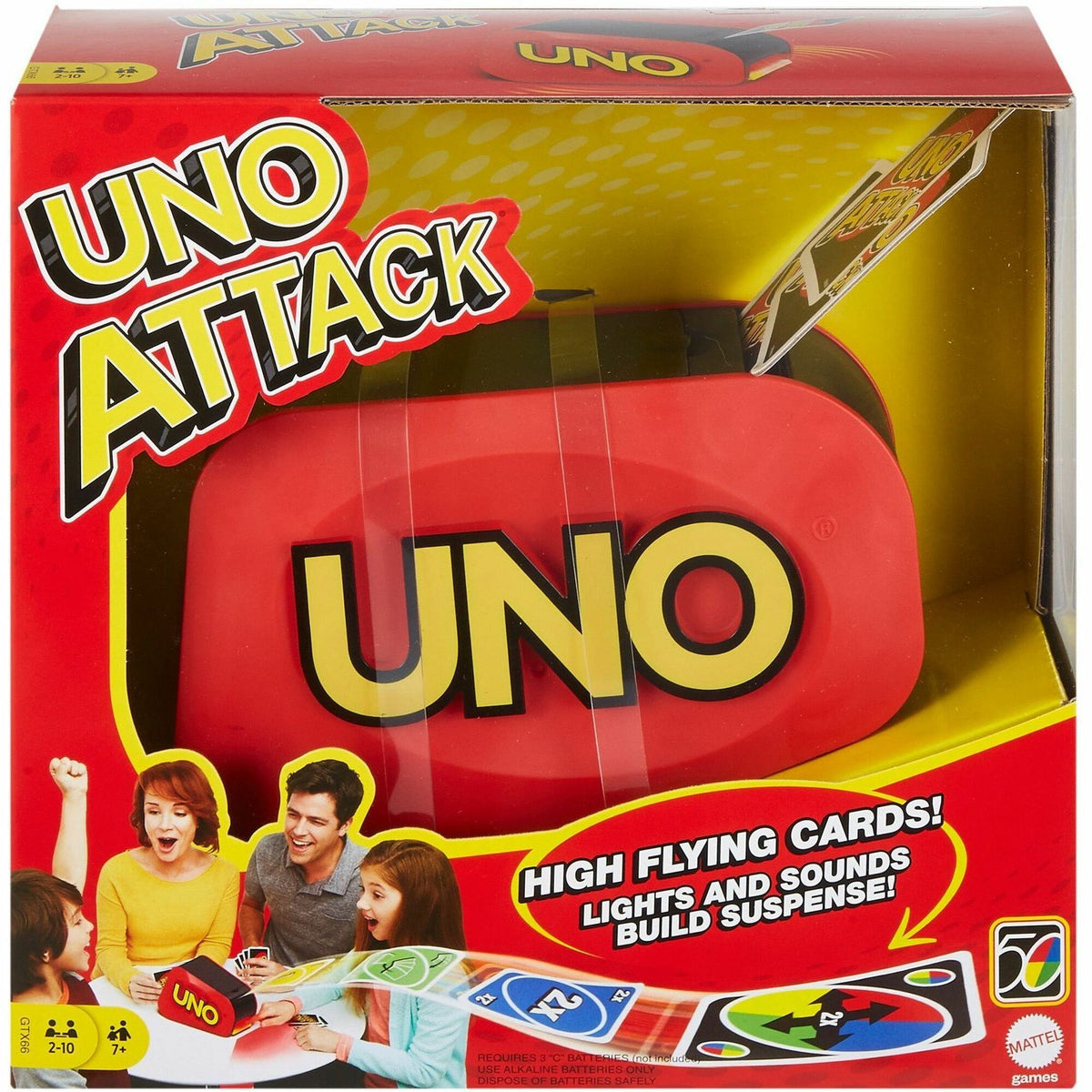 Mattel UNO Attack Card Game , Family Game For Kids And Adults, Card Blaster - Fun - Gambling - 2 to 10 Players - 1 Each