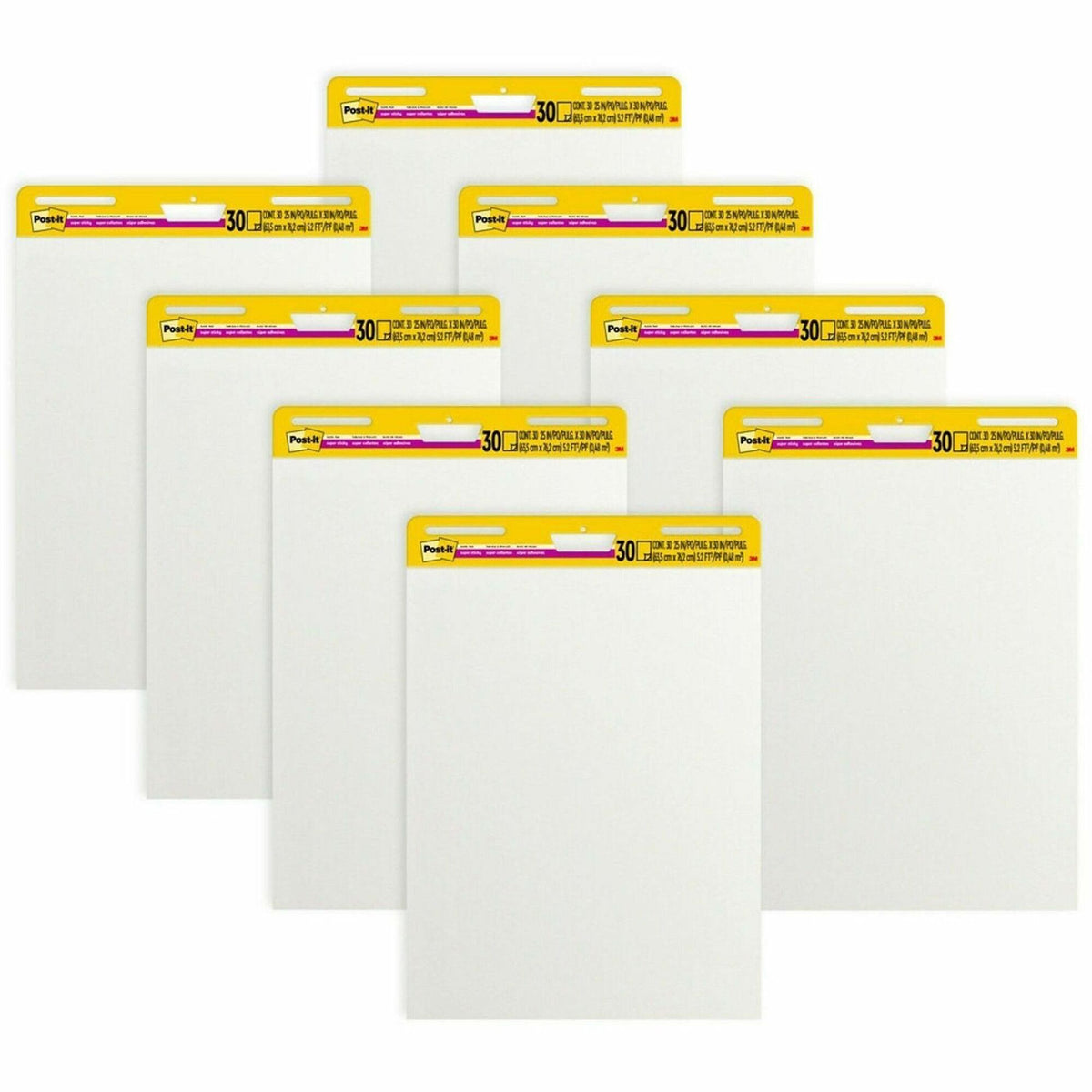 Post-it® Super Sticky Easel Pad - 25" x 30" Sheet Size - White Cover - 8 / Carton