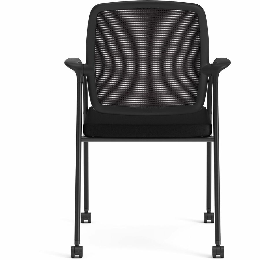HON Nucleus Guest Chairs - Black Seat Color - Fabric Seat Material - Black Back Color - Mesh Back Material - Four-legged