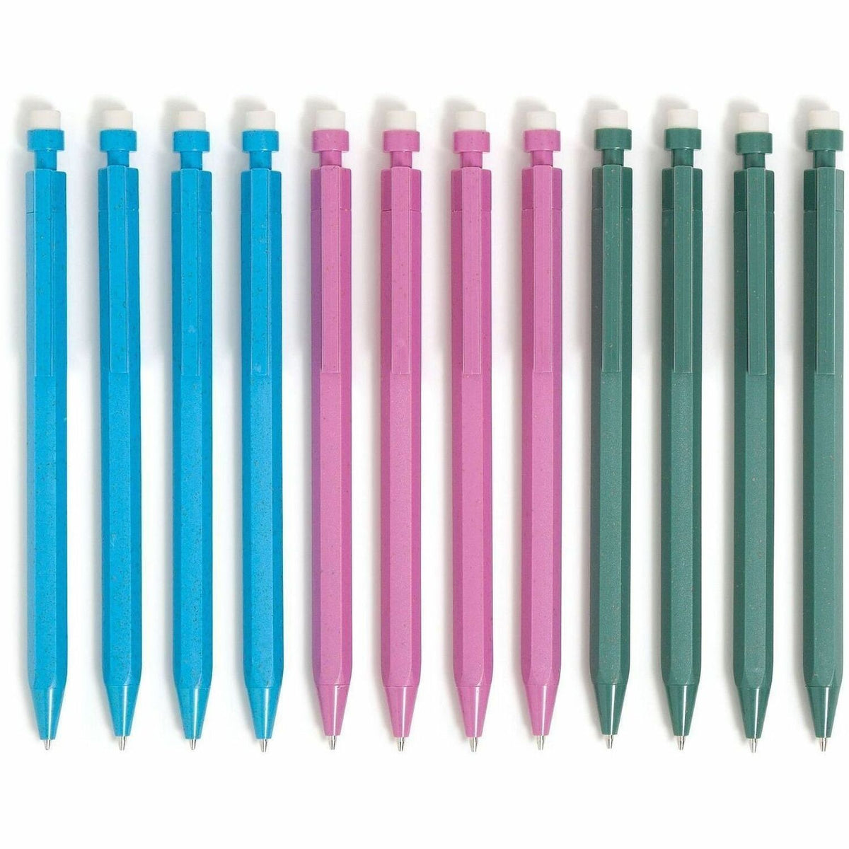 U Brands U-Eco Speckled Hex Mechanical Pencils - 0.7 mm Green, Pink, Blue, Gray Lead - HB/#2 - Refillable - Green, Pink,