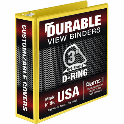 Samsill Durable Three-Ring View Binder - 3" Binder Capacity - 625 Sheet Capacity - 3 Ring - Fastener: D-Ring - Pocket: 2