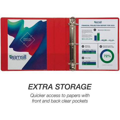 Samsill Durable Three-Ring View Binder - 3" Binder Capacity - 625 Sheet Capacity - 3 Ring - Fastener: D-Ring - Pocket: 2