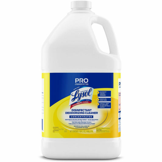 Lysol Deodorizing Cleaner - Concentrate - 128 oz (8 lb) - Lemon Scent - Disinfectant, Deodorize, Versatile - Yellow - 1 