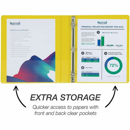 Samsill Durable Three-Ring View Binder - 1" Binder Capacity - 225 Sheet Capacity - 3 Ring - Fastener: D-Ring - Pocket: 2