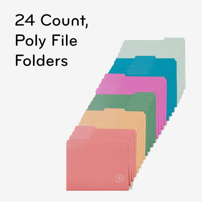 U Brands U-Eco 1/3 Tab Cut Letter Top Tab File Folder - 8 1/2" x 11" - Assorted Tab Position - Poly - Assorted - 0% Recy