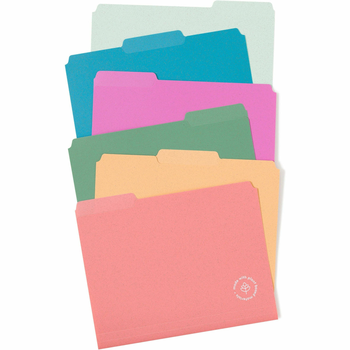 U Brands U-Eco 1/3 Tab Cut Letter Top Tab File Folder - 8 1/2" x 11" - Assorted Tab Position - Poly - Assorted - 0% Recy