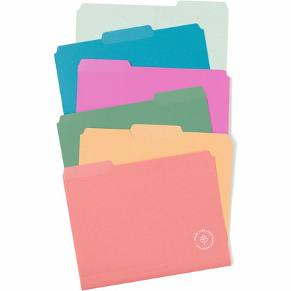 U Brands U-Eco 1/3 Tab Cut Letter Top Tab File Folder - 8 1/2" x 11" - Assorted Tab Position - Poly - Assorted - 0% Recy