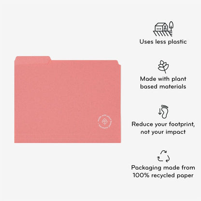 U Brands U-Eco 1/3 Tab Cut Letter Top Tab File Folder - 8 1/2" x 11" - Assorted Tab Position - Poly - Assorted - 0% Recy