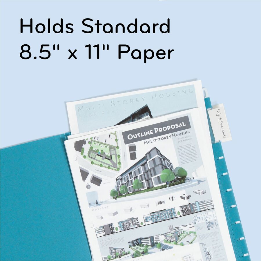 U Brands U-Eco 1/5 Tab Cut Letter Hanging Folder - 8 1/2" x 11" - 1/2" Expansion - Poly - Assorted - 0% Recycled - 12 / 