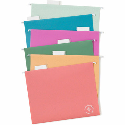 U Brands U-Eco 1/5 Tab Cut Letter Hanging Folder - 8 1/2" x 11" - 1/2" Expansion - Poly - Assorted - 0% Recycled - 12 / 
