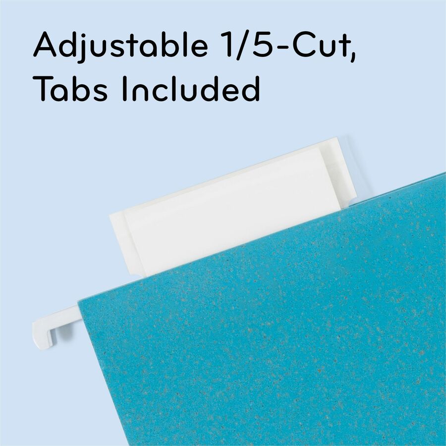 U Brands U-Eco 1/5 Tab Cut Letter Hanging Folder - 8 1/2" x 11" - 1/2" Expansion - Poly - Assorted - 0% Recycled - 12 / 