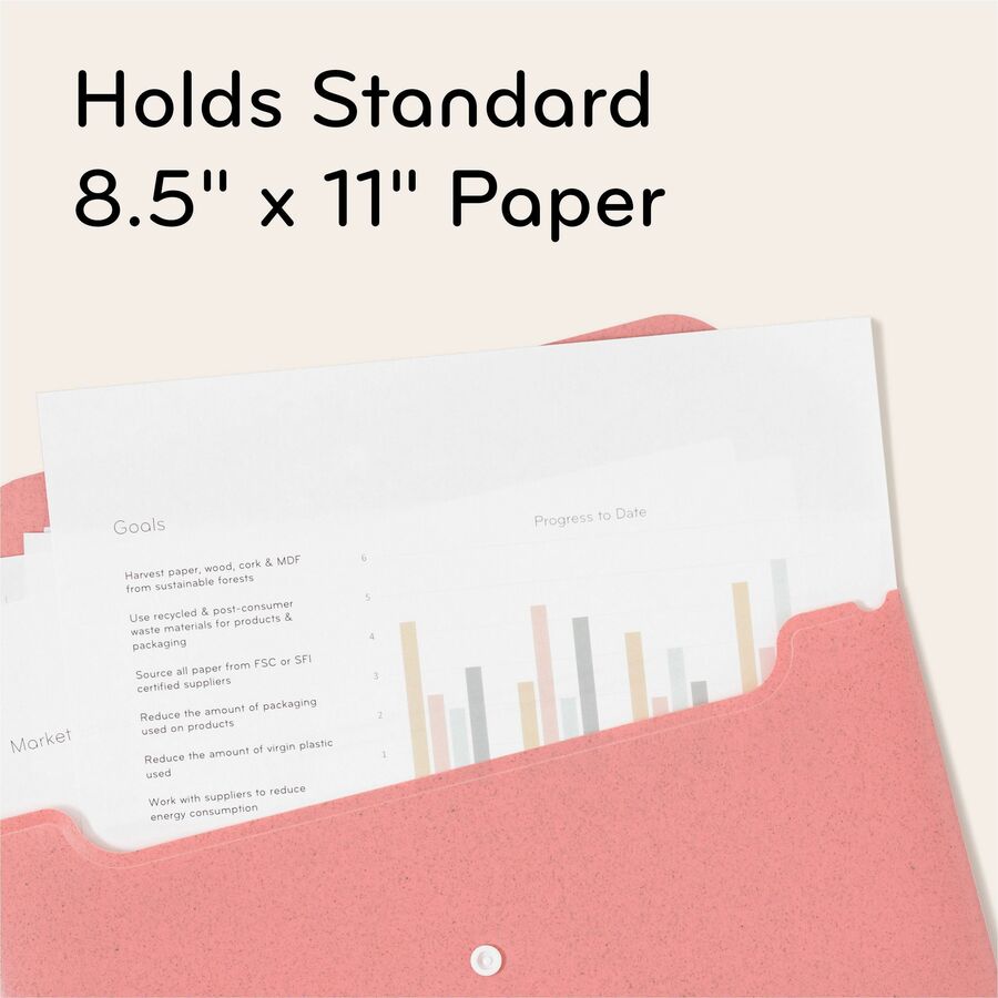 U Brands U-Eco Letter File Pocket - 8 1/2" x 11" - 1 Pocket - Poly - Assorted - 0% Recycled - 10 / Pack