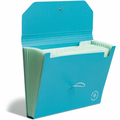 U Brands U-Eco Letter Expanding File - 8 1/2" x 11" - 13 Pocket - Poly - Blue - 0% Recycled - 1 Each