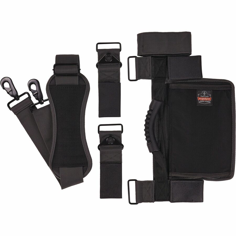 Ergodyne Arsenal Ladder Shoulder Lifting Strap - 100 lb Load Capacity - Hook & Loop Fastener Attachment - Black - 1 Each
