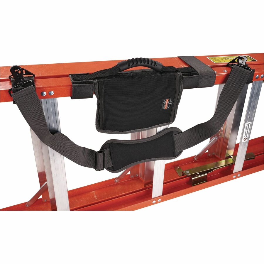 Ergodyne Arsenal Ladder Shoulder Lifting Strap - 100 lb Load Capacity - Hook & Loop Fastener Attachment - Black - 1 Each