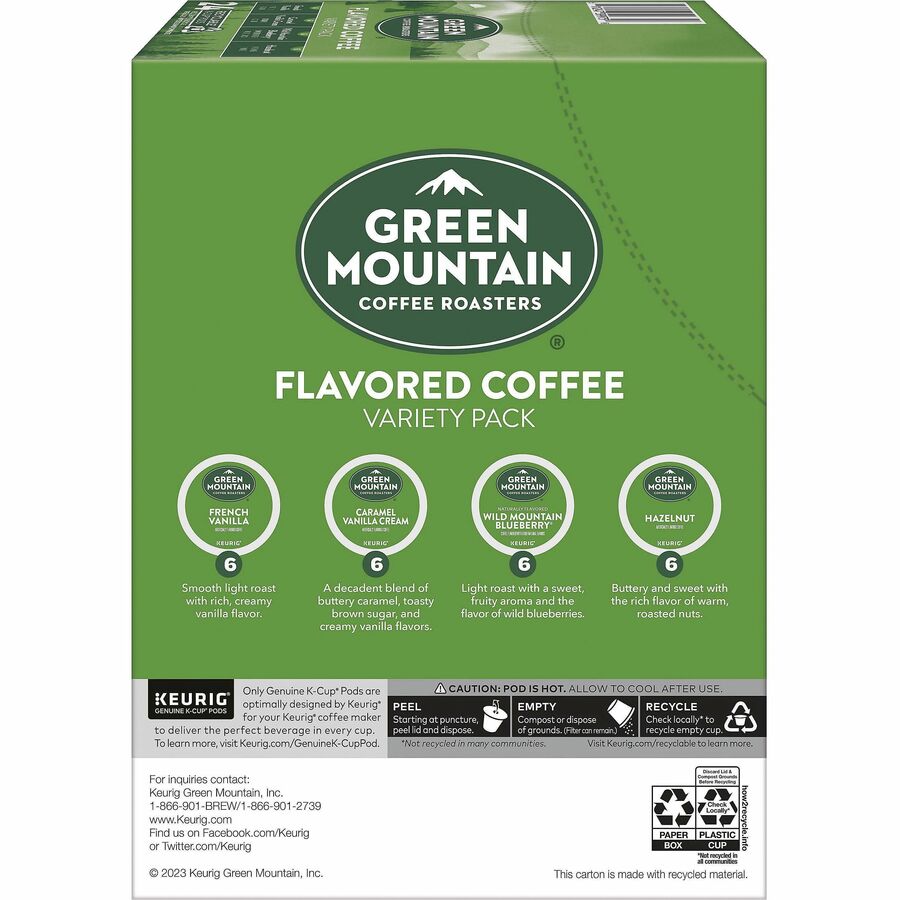Green Mountain Coffee Roasters® K-Cup Flavored Coffee Variety Pack - Compatible with Keurig Brewer - Light - K-Cup - 24 