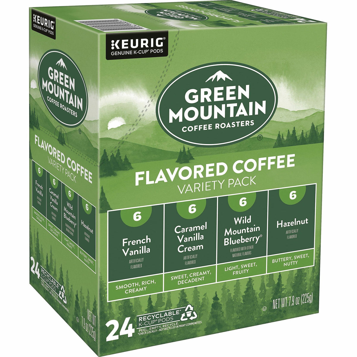 Green Mountain Coffee Roasters® K-Cup Flavored Coffee Variety Pack - Compatible with Keurig Brewer - Light - K-Cup - 24 