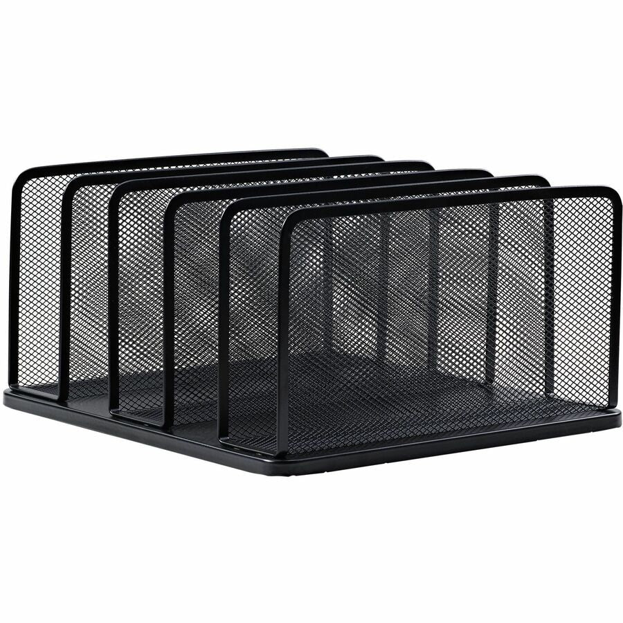 Lorell 5-Tier Letter Tray - 5 Tier(s) - Vertical - Side-loading, Sturdy - Black - Steel Mesh - 1 Each