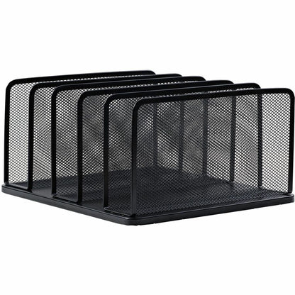 Lorell 5-Tier Letter Tray - 5 Tier(s) - Vertical - Side-loading, Sturdy - Black - Steel Mesh - 1 Each