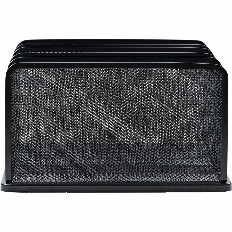Lorell 5-Tier Letter Tray - 5 Tier(s) - Vertical - Side-loading, Sturdy - Black - Steel Mesh - 1 Each