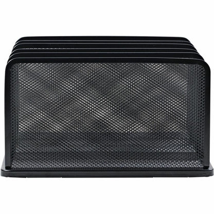 Lorell 5-Tier Letter Tray - 5 Tier(s) - Vertical - Side-loading, Sturdy - Black - Steel Mesh - 1 Each