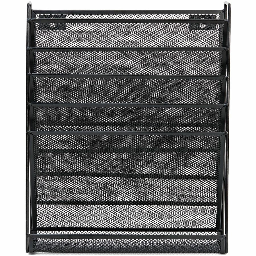 Lorell 5-Pocket Wall File - 5 Pocket(s) - Black - Steel Mesh - 1 Each