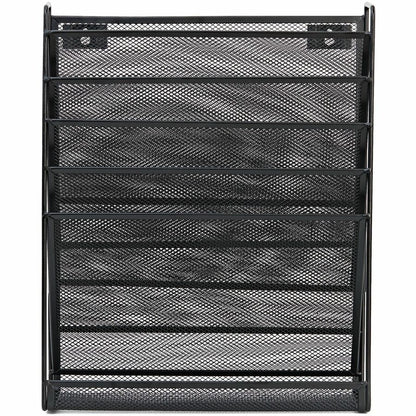 Lorell 5-Pocket Wall File - 5 Pocket(s) - Black - Steel Mesh - 1 Each