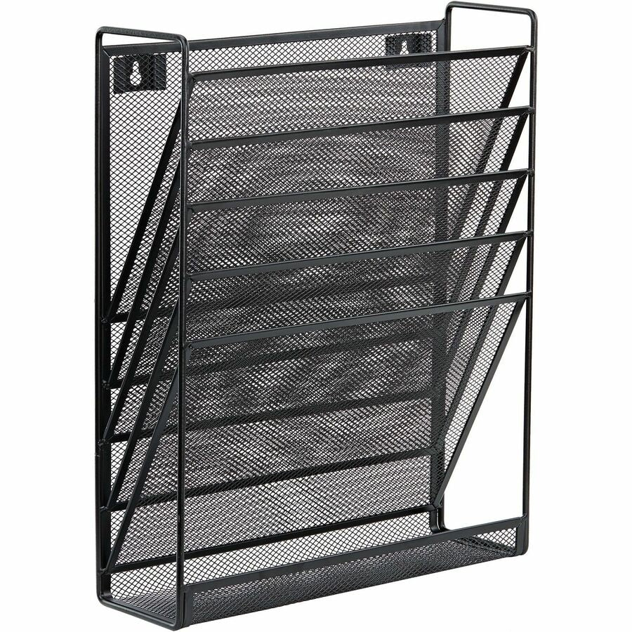 Lorell 5-Pocket Wall File - 5 Pocket(s) - Black - Steel Mesh - 1 Each