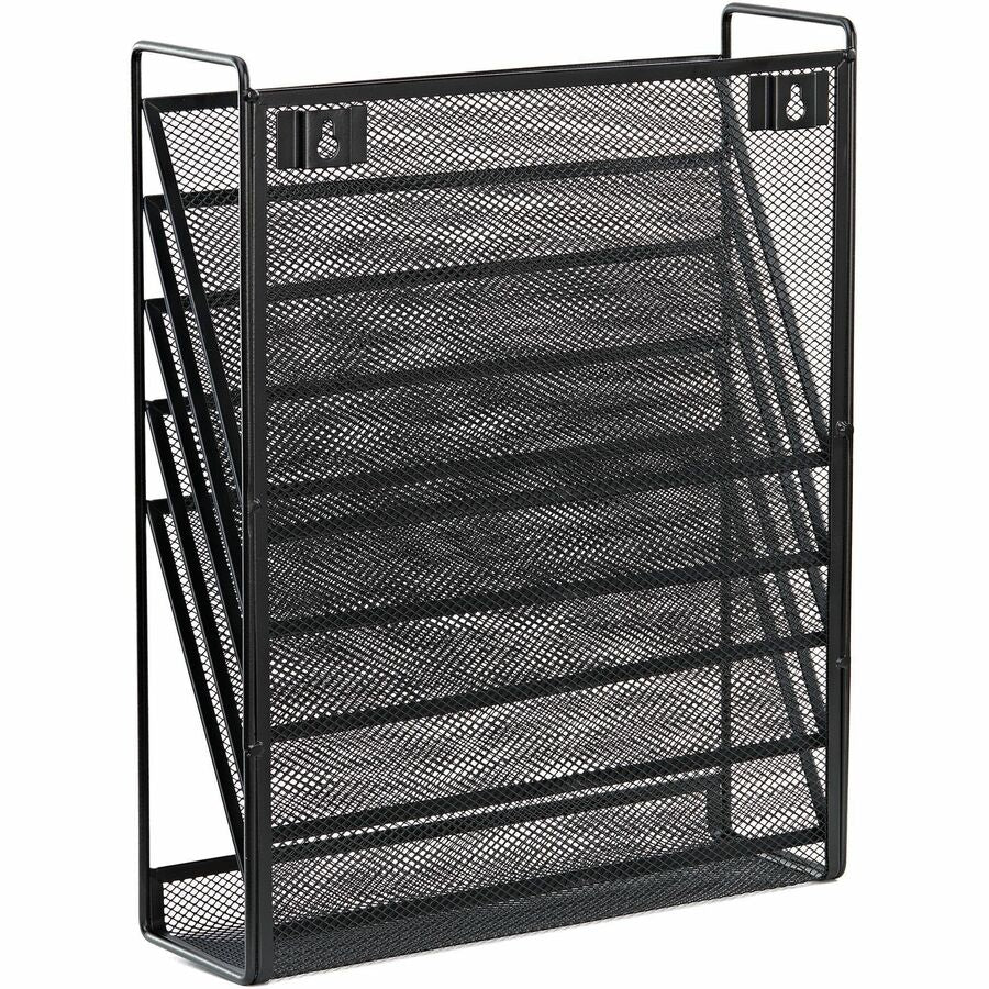 Lorell 5-Pocket Wall File - 5 Pocket(s) - Black - Steel Mesh - 1 Each