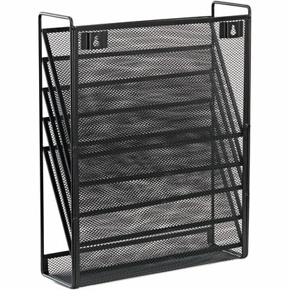 Lorell 5-Pocket Wall File - 5 Pocket(s) - Black - Steel Mesh - 1 Each