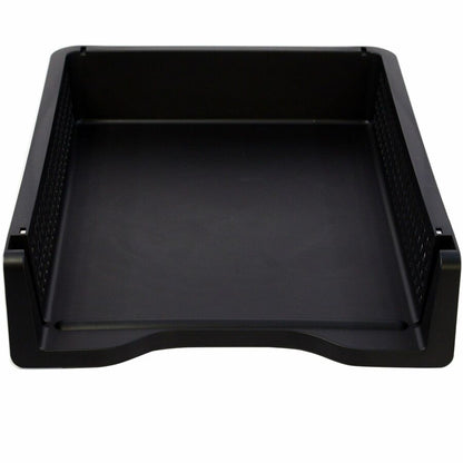 Business Source Stackable Letter Tray - Stackable, Front Loading - Black - Plastic - 1 Each