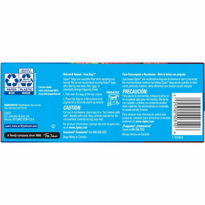 Ziploc® Stand-Up Storage Bags - Blue - Kitchen - 48/Box - 9 / Carton