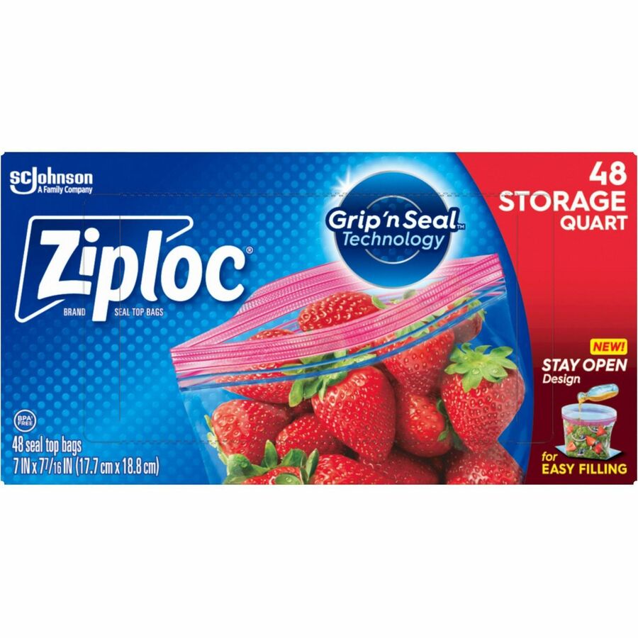 Ziploc® Stand-Up Storage Bags - Blue - Kitchen - 48/Box - 9 / Carton