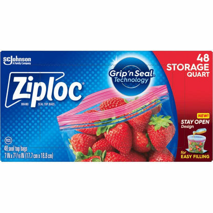 Ziploc® Stand-Up Storage Bags - Blue - Kitchen - 48/Box - 9 / Carton