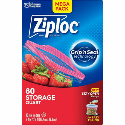 Ziploc® Stand-Up Storage Bags - Blue - Kitchen - 80/Box - 9 / Carton