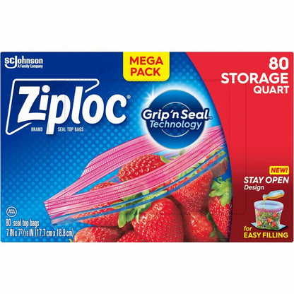 Ziploc® Stand-Up Storage Bags - Blue - Kitchen - 80/Box - 9 / Carton