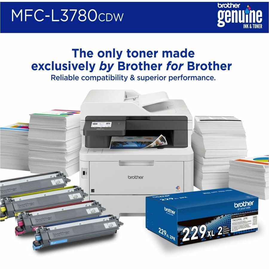 Brother MFC-L3780CDW Wired & Wireless Laser Multifunction Printer - Color - Copier/Fax/Printer/Scanner - 600 x 2400 dpi 