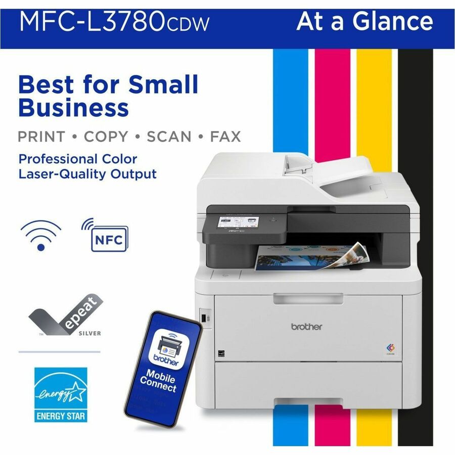 Brother MFC-L3780CDW Wired & Wireless Laser Multifunction Printer - Color - Copier/Fax/Printer/Scanner - 600 x 2400 dpi 
