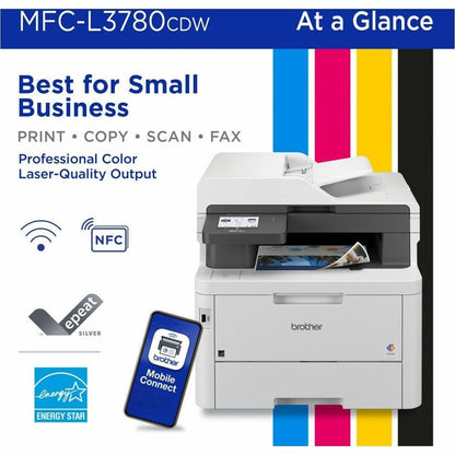 Brother MFC-L3780CDW Wired & Wireless Laser Multifunction Printer - Color - Copier/Fax/Printer/Scanner - 600 x 2400 dpi 