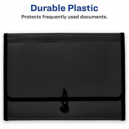 Avery® Letter, A4 Recycled Expanding File - 425 Sheets Capacity - 7 Pocket - Polypropylene, Plastic, Fabric - Black - 0%