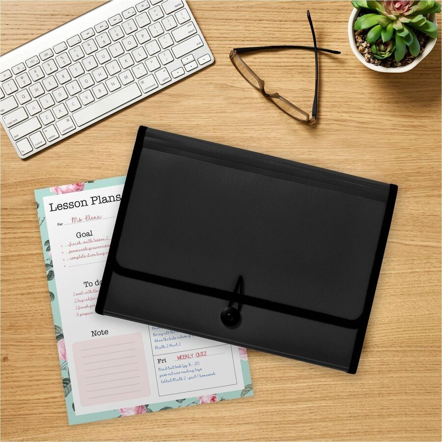Avery® Letter, A4 Recycled Expanding File - 425 Sheets Capacity - 7 Pocket - Polypropylene, Plastic, Fabric - Black - 0%