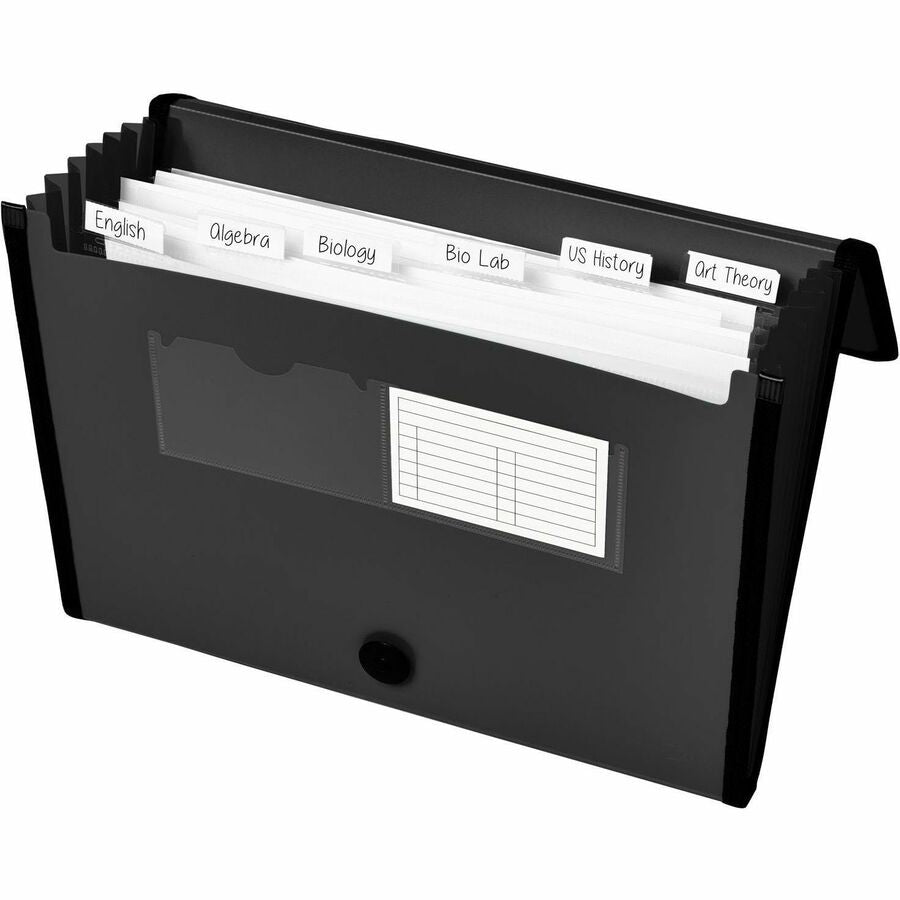 Avery® Letter, A4 Recycled Expanding File - 425 Sheets Capacity - 7 Pocket - Polypropylene, Plastic, Fabric - Black - 0%