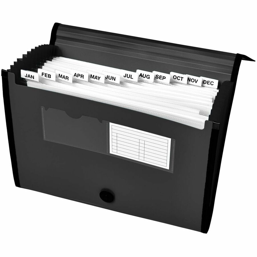 Avery® Letter, A4 Recycled Expanding File - 425 Sheets Capacity - 13 Pocket - Polypropylene, Plastic, Fabric - Black - 1