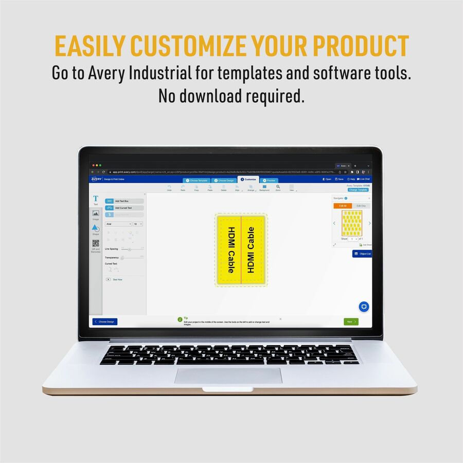 Avery® Cable Labels, P-Style, 1.02" x 3.3" , 300 Total (61540) - Waterproof - 1 1/64" Width x 3 19/64" Length - Permanen
