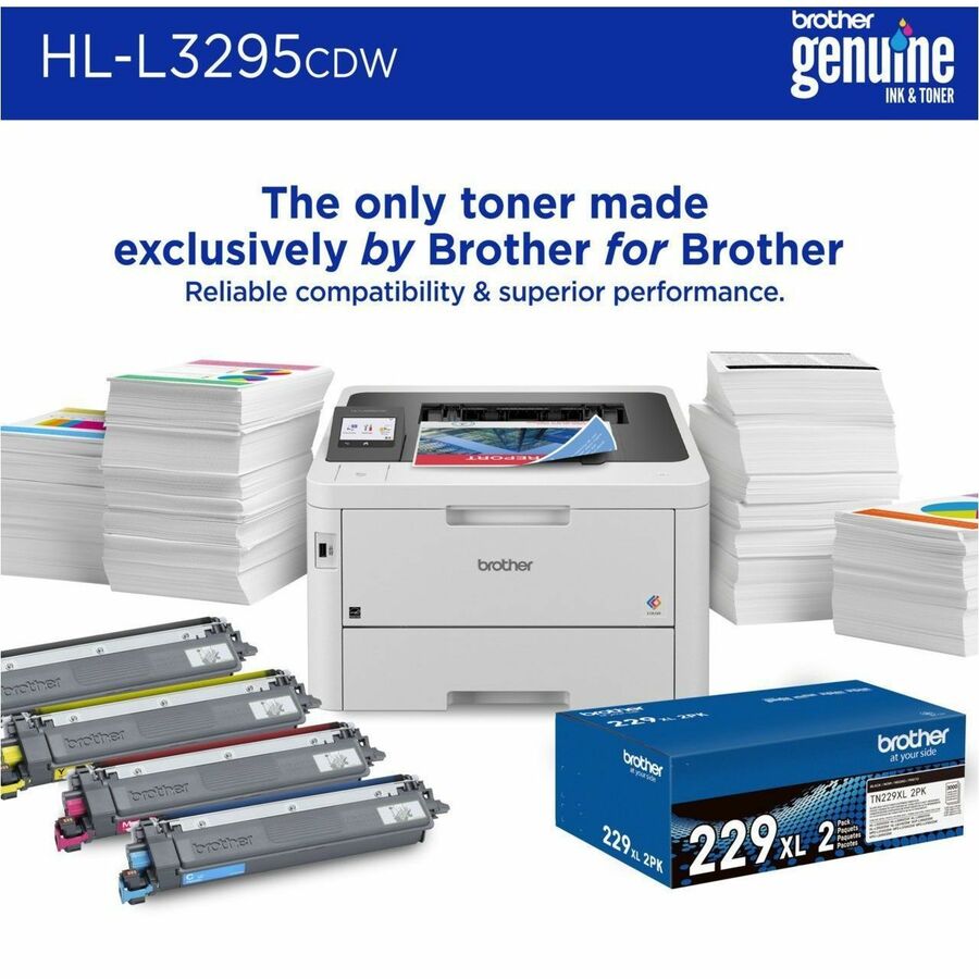 Brother HL-L3295CDW Desktop Wireless Laser Printer - Color - 31 ppm Mono / 31 ppm Color - 2400 x 600 dpi class - Automat