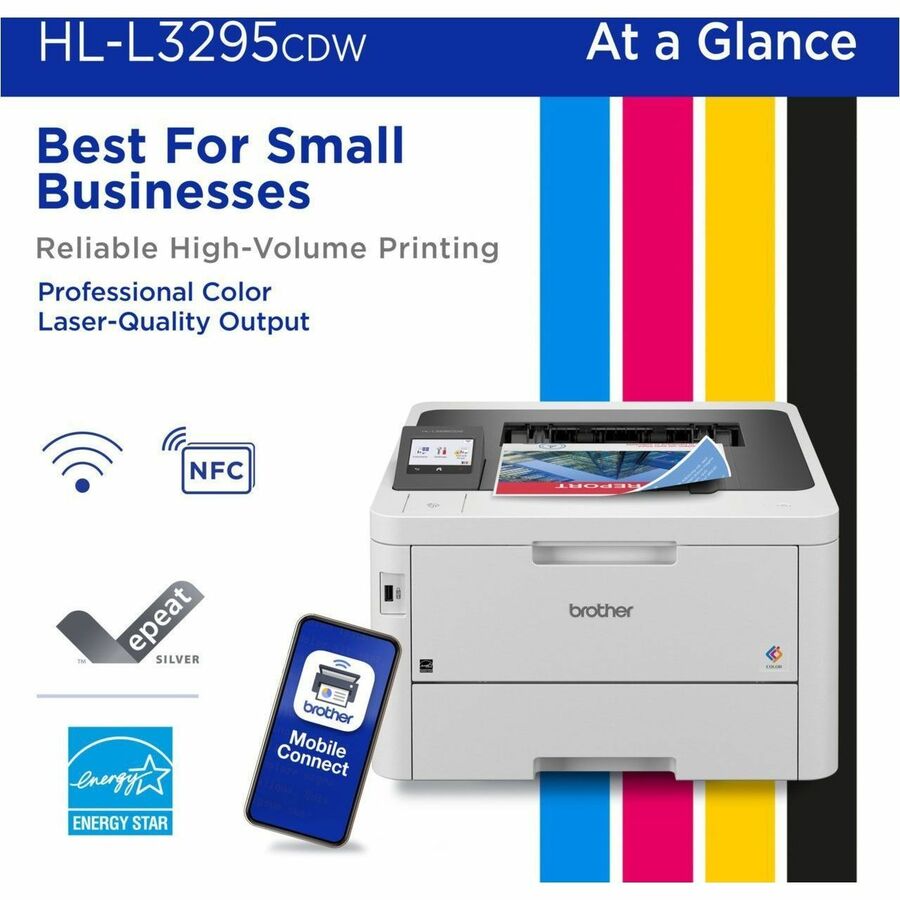 Brother HL-L3295CDW Desktop Wireless Laser Printer - Color - 31 ppm Mono / 31 ppm Color - 2400 x 600 dpi class - Automat