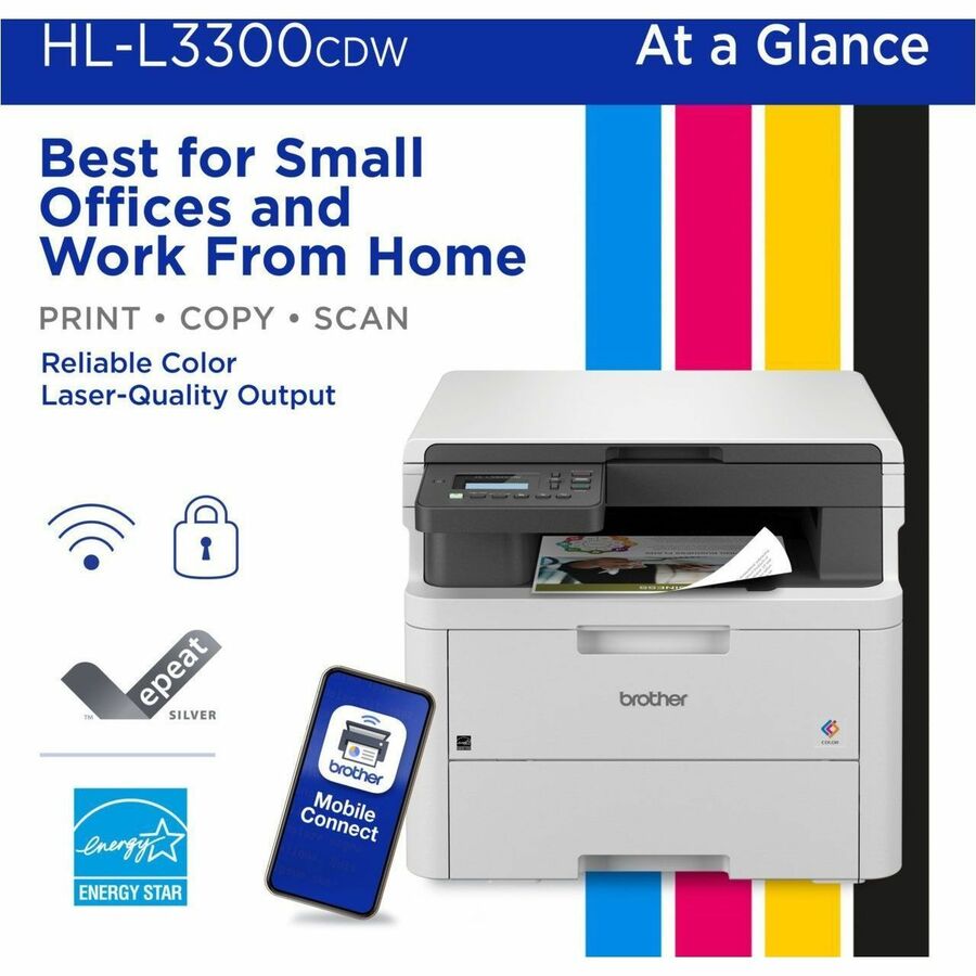 Brother HL-L3300CDW Wireless Laser Multifunction Printer - Color - For Plain Paper Print - 1 Each