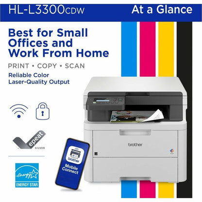 Brother HL-L3300CDW Wireless Laser Multifunction Printer - Color - For Plain Paper Print - 1 Each