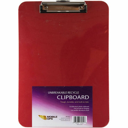 Mobile OPS Unbreakable Clipboard Red (61622) - Wire Clip - Polypropylene - Red